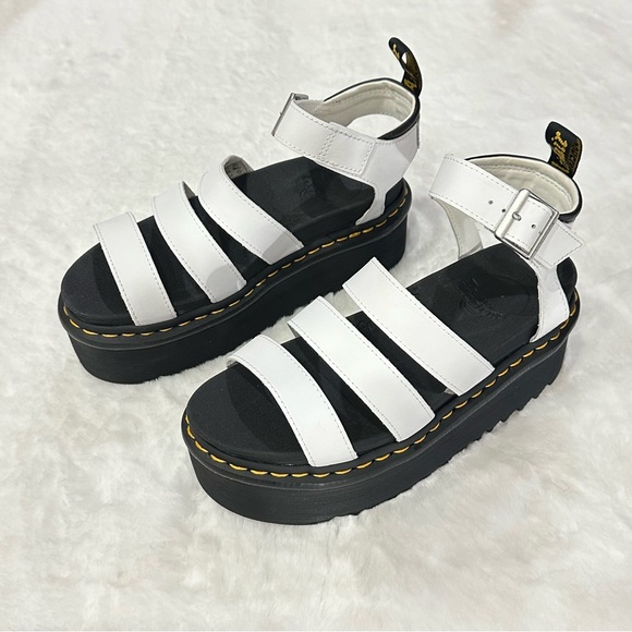 Dr. Martens Blaire Platform Sandal Leather Ankle Strap Buckle Bulky Scrappy - Picture 12 of 16